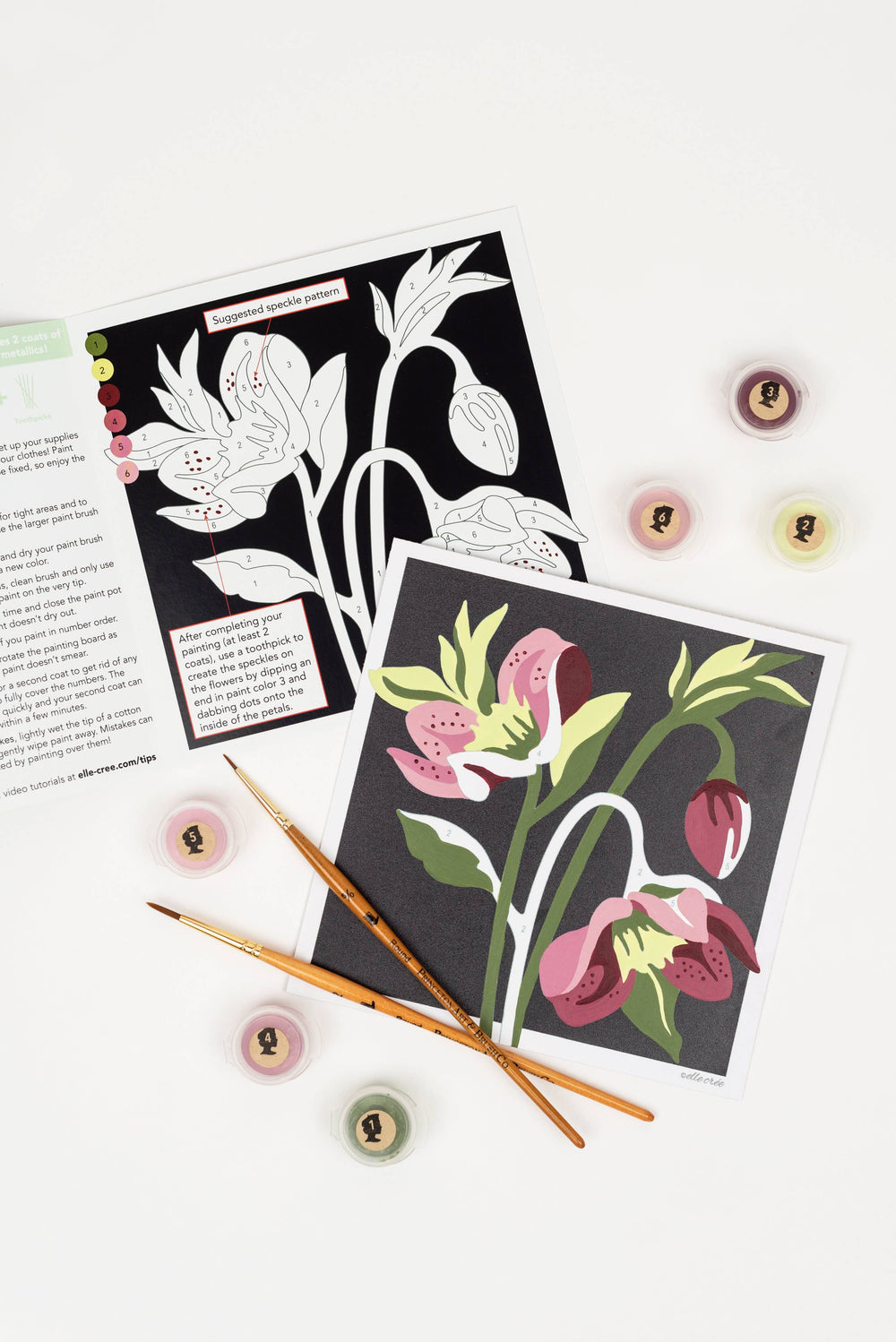 Elle Crée (She Creates) - Hellebores MINI Paint-by-Number Kit, Lee's Summit, MO, Bel Fiore Co. Flower Bar + Boutique