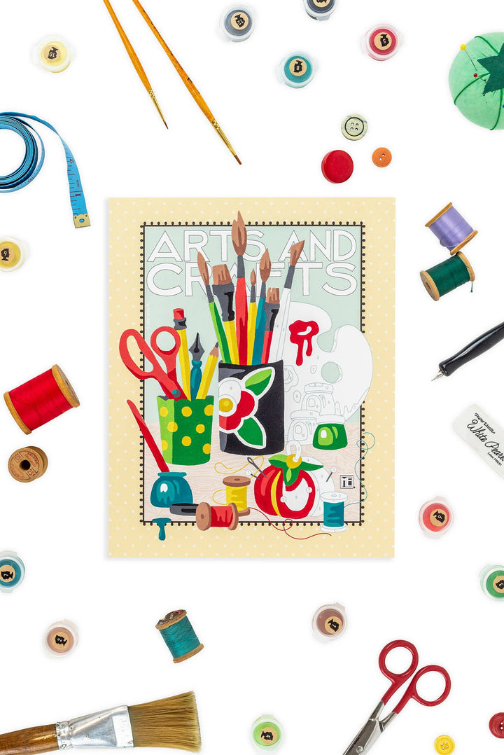 Elle Crée (She Creates) - Mary's Craft Table Mary Engelbreit Paint-by-Number Kit