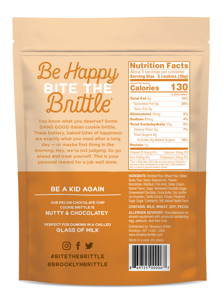 Brooklyn Brittle - Italian Cookie Brittle – Pecan Chocolate Chip | Pouch Bag