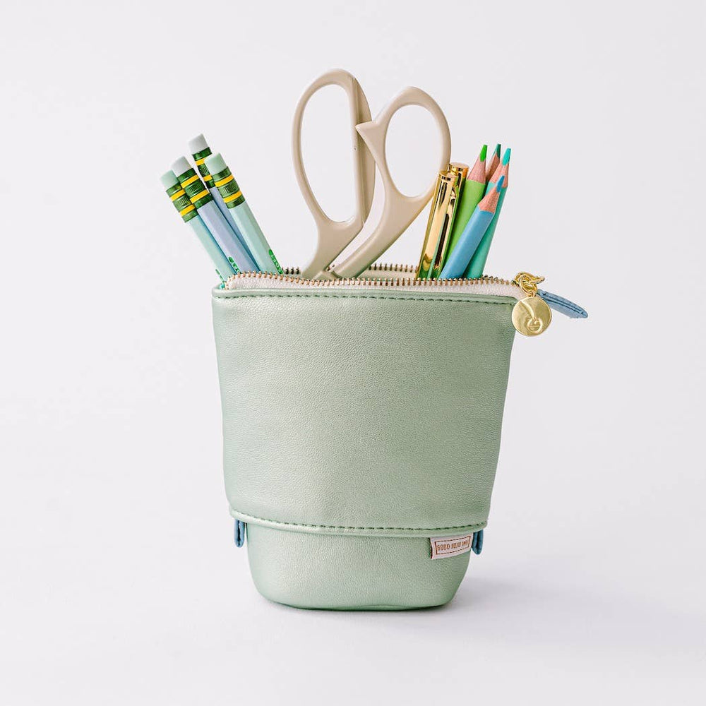 Good Juju Ink - Luxe Standing Pencil Pouch - Metallic Seafoam Green, Kansas City Gift Shop, Lee's Summit, MO, Bel Fiore Co. Flower Bar + Boutique