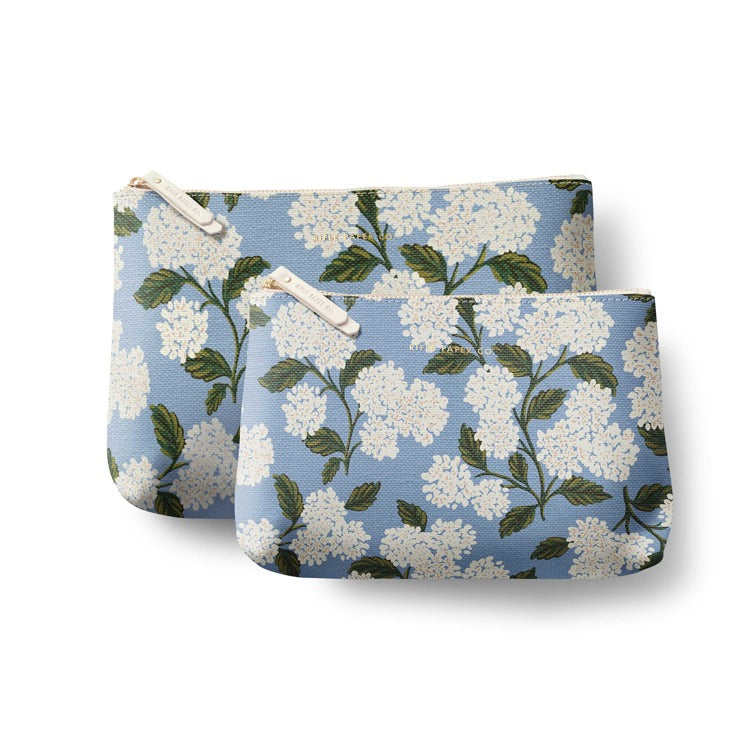 Hydrangea Zippered Pouch Set