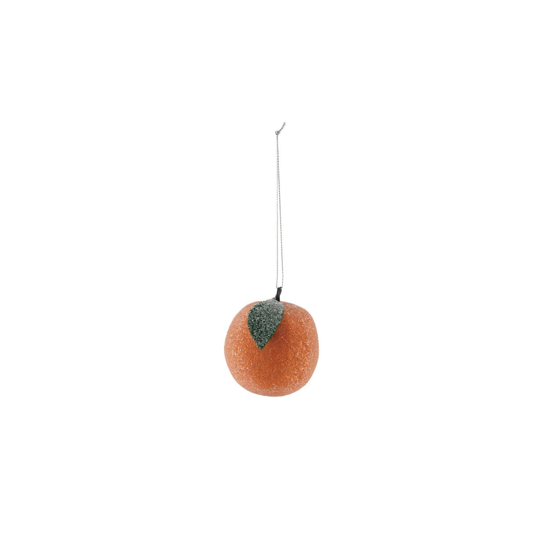 Hand-Painted Paper Mache Vintage Reproduction Orange Ornament with Glitter & Sugar