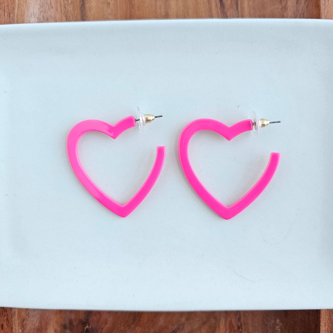 Spiffy & Splendid - Heart Hoops - Hot Pink, Lee's Summit, MO, Bel Fiore Co. Flower Bar + Boutique