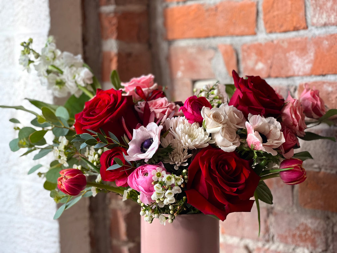 Kansas City Florist Valentine's Day Flowers Roses Ranunculus Anenomes
Oh So Lovely in Pinks and Reds - Floral Arrangement, Lee's Summit, MO, Bel Fiore Co. Flower Bar + Boutique