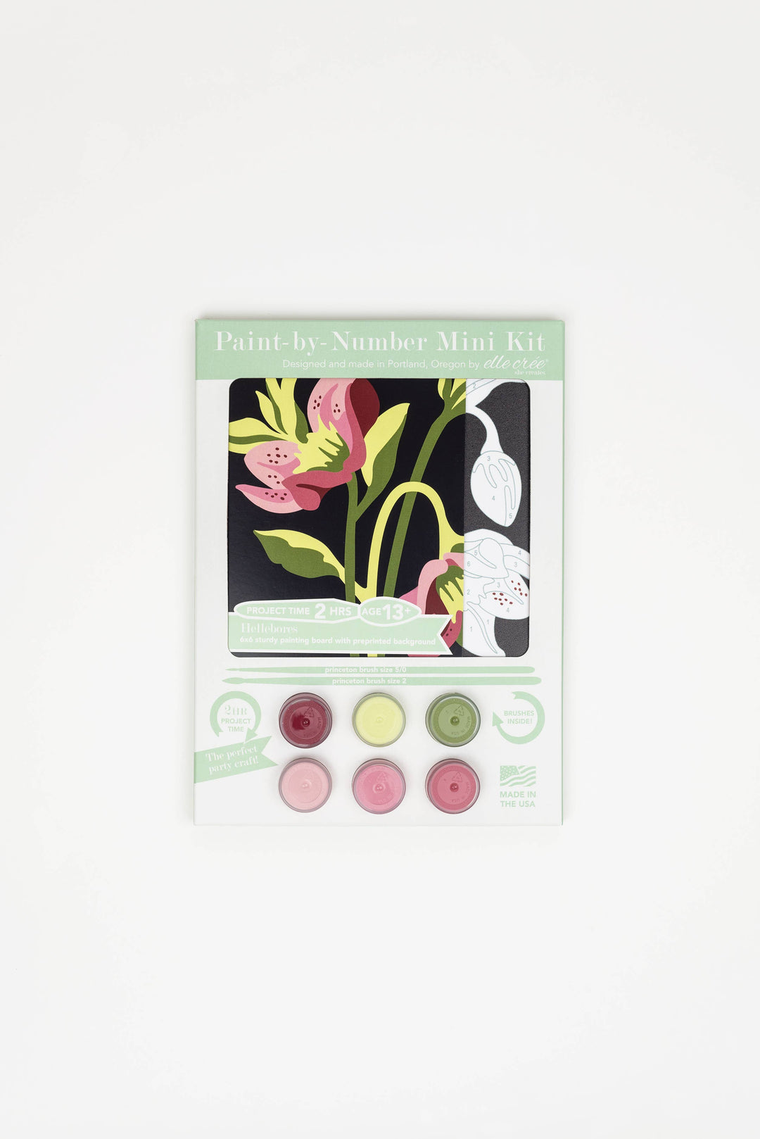 Elle Crée (She Creates) - Hellebores MINI Paint-by-Number Kit, Lee's Summit, MO, Bel Fiore Co. Flower Bar + Boutique
